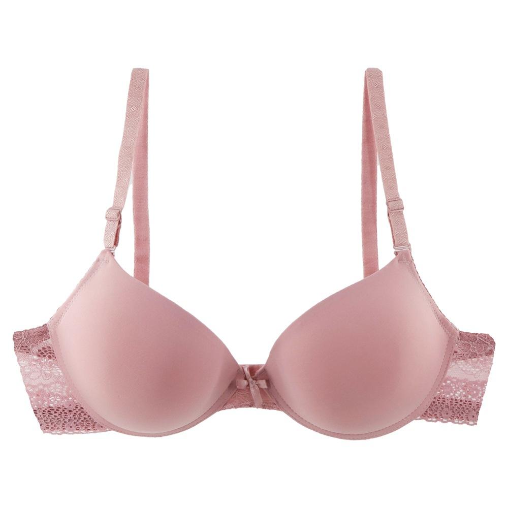 

Маленькая грудь собирает нижнее белье, гладкое и удобное, простой верхний поддерживающий бюстгальтер с бантом, кружевной бюстгальтер, бюстгальтер 32/70B розовый