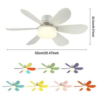 2 In 1 Ceiling Fans with LED Lights with Remote Control Modern LED Lamp Fan 6 Blades Dimmable Fan Light for Bedroom Living Room