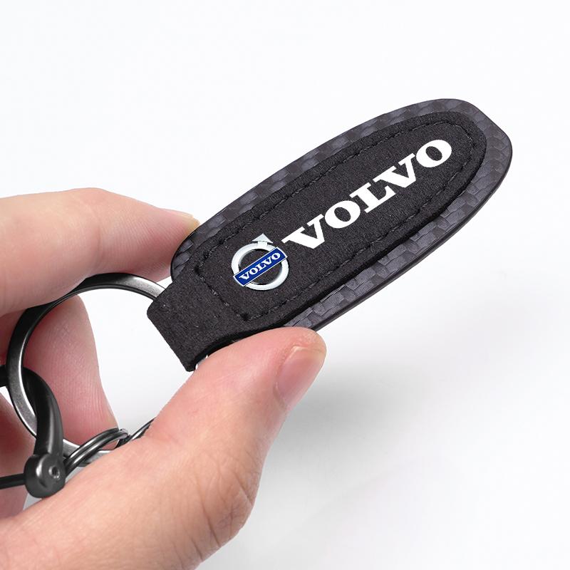 Carbon Fiber Car Keychain Man Women Keyring Gifts Key Organizer For Volvo XC60 XC40 V60 V40 XC90 XC70 V50 S60 V70 S90 AWD T6 V90