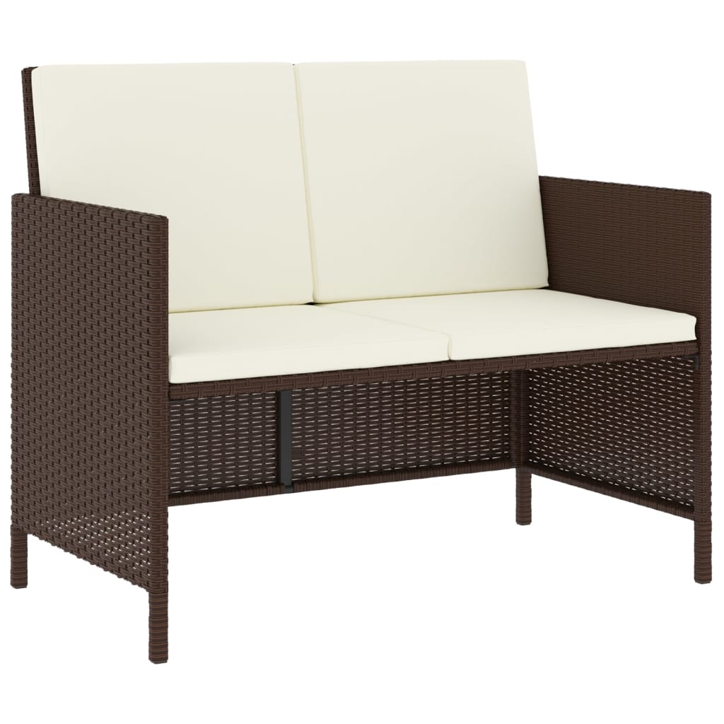 6 Piece Outdoor Dining Set with Cushions Brown Poly Rattan
