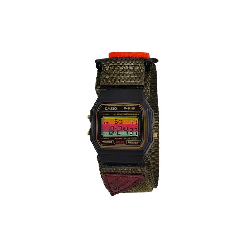 CASIO Customized watch modified series life waterproof F-91WM-3 modified-helmer Brown tide Quartz nylon strap men's watch F-91WM-3