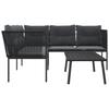 Vidaxl Garden Furniture Set with Cushions, Black, Steel and Textilene