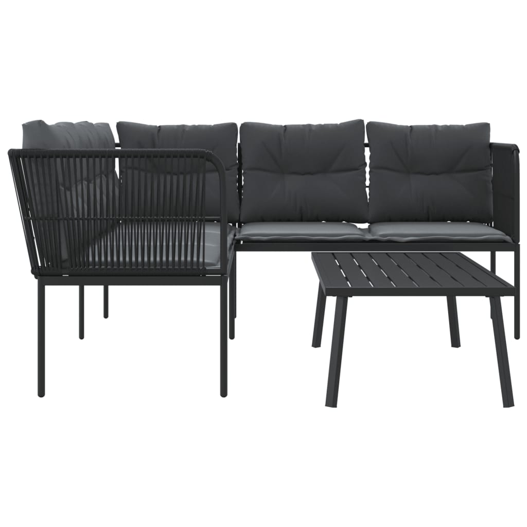 Vidaxl Garden Furniture Set with Cushions, Black, Steel and Textilene