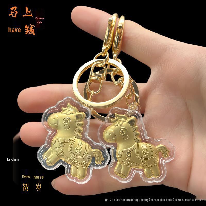 2026 At Yılı Altın 999 Kolye Ucu ve Anahtarlık Süsü