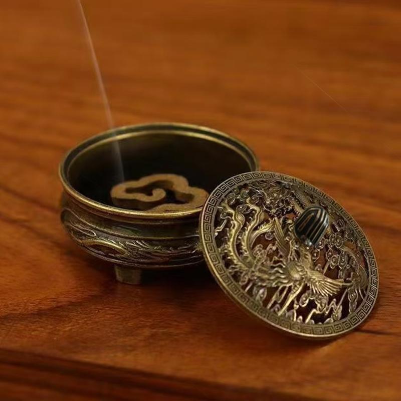 1 copper incense burner antique alloy Buddhist incense burner family tea room incense burner home decoration 7