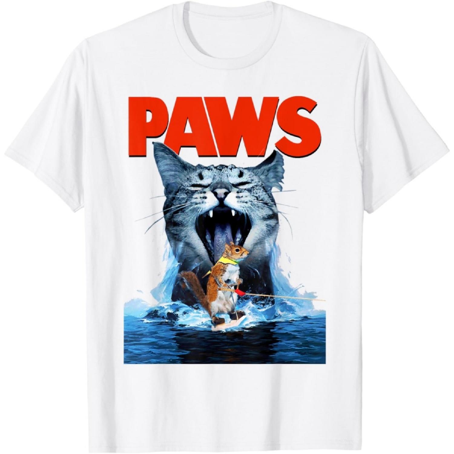 Paws Cat Lover, Horror movie Parody T shirt T-Shirt XXXXXL белый