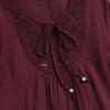 New Cotton Linen Patchwork Lace 3/4 Sleeve Loose Fit Women's Top