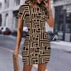 Fashion Womens Loose Xxhnmp85wu6m Pattern Print O Neck Short Sleeve Loose Streetwear A-line Dress