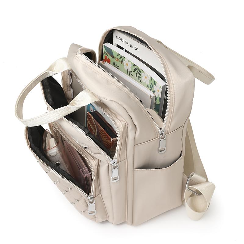 Einfarbiger Niet-Rucksack Damen Rucksack mit großer Kapazität