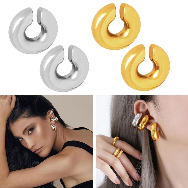 Non Piercing Ear Cuff Circle Ear Cuffs Stainless Steel Ear Clip Trendy Cuff Earrings Comfortable Design Ear Accessorirs