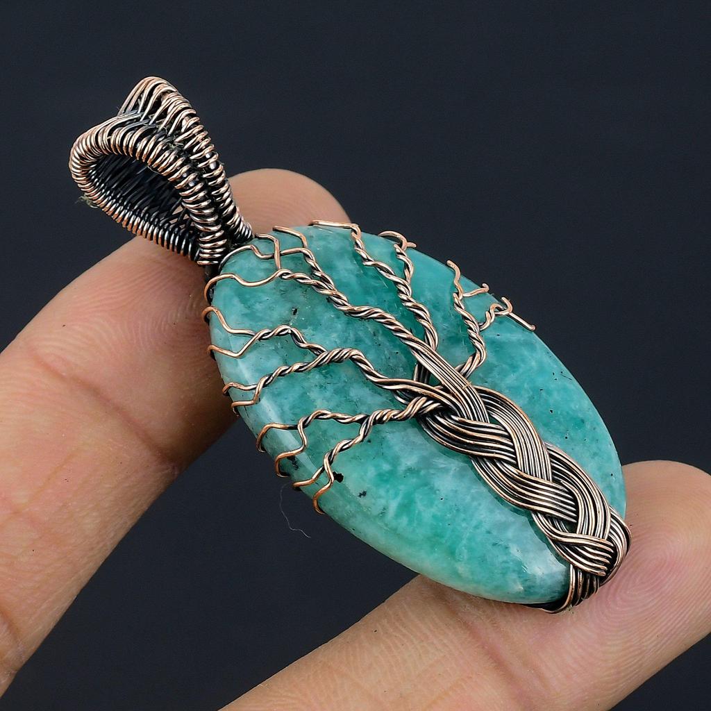 Tree Of Life Amazonite Pendant, 999 Copper Wire Wrapped Pendant Handmade Gemstone Jewelry, Gifts For Wife Brand New Pendant