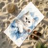 Watercolor Cute Cat Beach Towel Patterned Sunscreen And Windproof Suitable For Swimming Pool Camping Travel Blanket