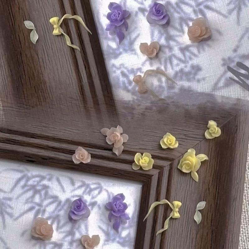 Reusable Emboss Flower Bowknot Nail Charm Making Mold Unique Nail Art Silicone Mold For 3D Manicure Decoration