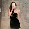 Autumn New Femininity Sexy Slim Skinny Hips Wrap Chest Sleeves Banquet Dress Short Dress