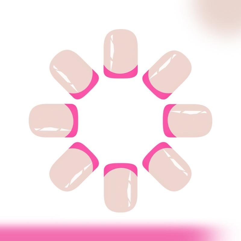 Rose Aufdrücknagel Mandel Falschnagel Glänzend Aufklebenagel Vollständige Abdeckung Falschnagel Acryl Klebt auf Nagel für Damen Mädchen