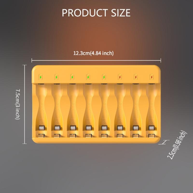 Intelligent LED Display Battery Charger With 8 Independent Slots For Batteries Batteries Disc Rechargeables