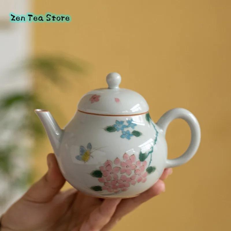 

Hand-painted Tea Pot Under Blue Glaze Literati Household Tea Making Hand Teapot Ball Hole Filter Ceramic Teapot Pear Pot