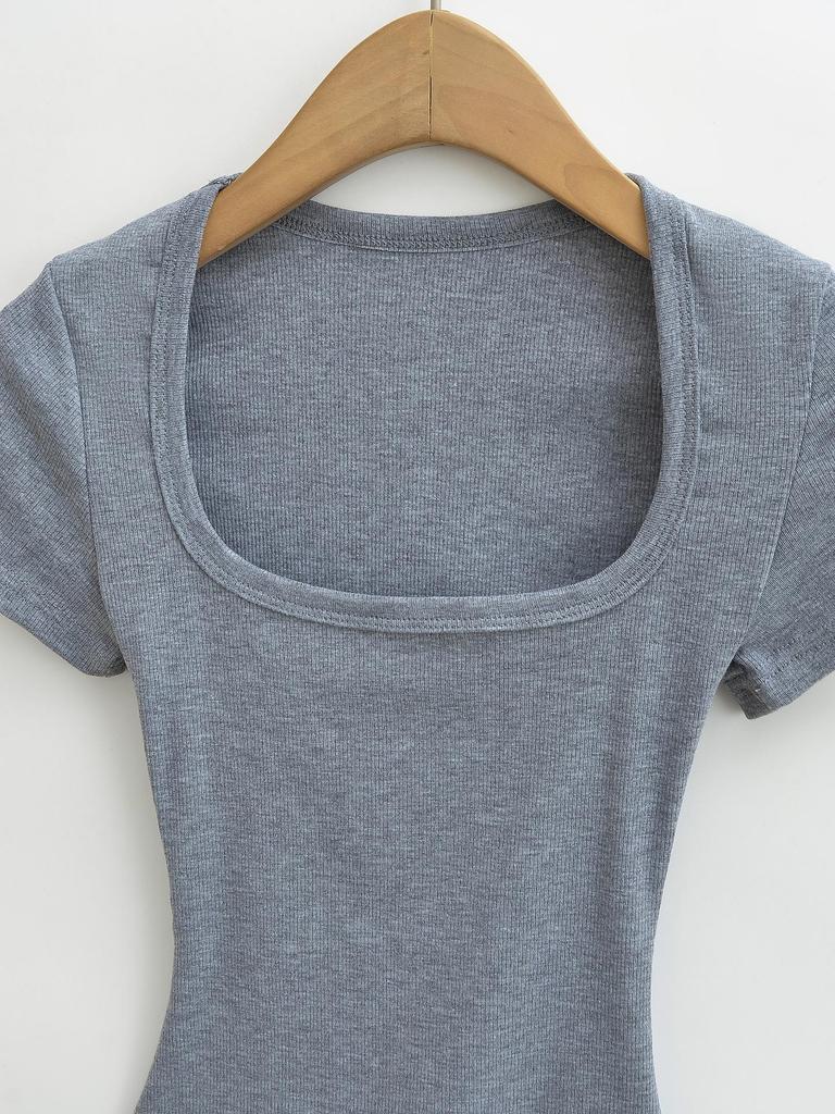 2024 Retro Slimming Women's Horseshoe Collar Tee