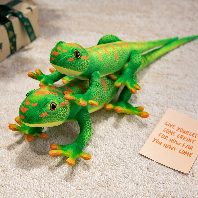 Lebensechte grüne Gecko-Plüschtiere Simulationstier Eidechse mit langem Schwanz Kuscheltier Geburtstagsgeschenke Heimdekoration