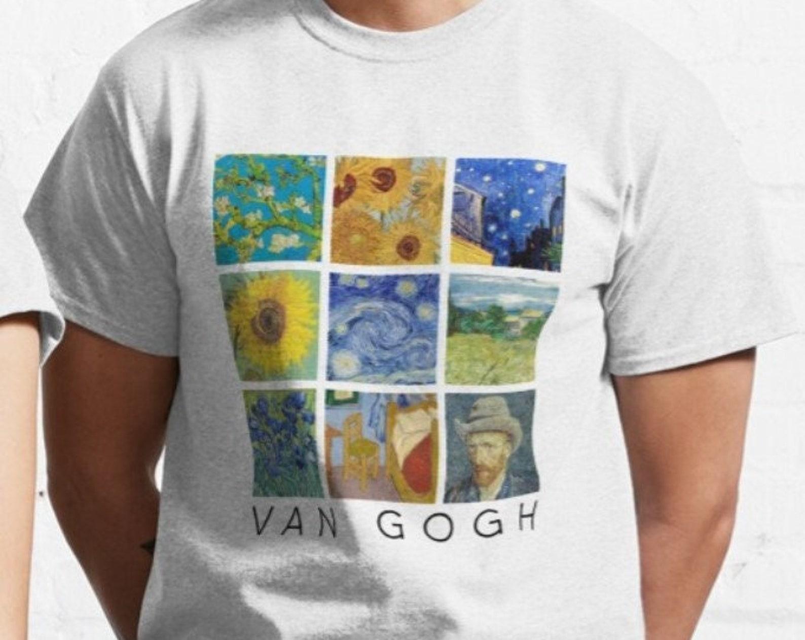 Van Gogh Art Collage T-Shirt: Starry Night, Sunflowers 4XL