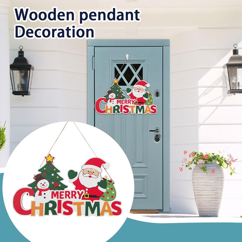 Christmas Home Wooden Pendant Scene Arrangement Atmosphere Hanging Decoration Door Hanging (Single Sided Printing)