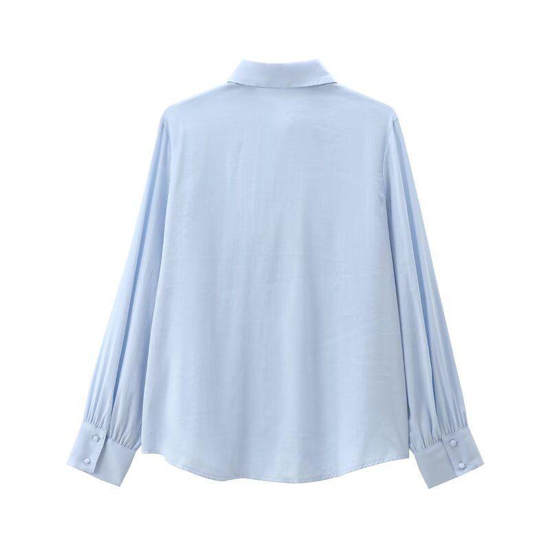Fashion Style 2024 Fall and Winter New Women's Clothing Lining Button Decoration Long Sleeves Lapel Casual Shirt 2157227