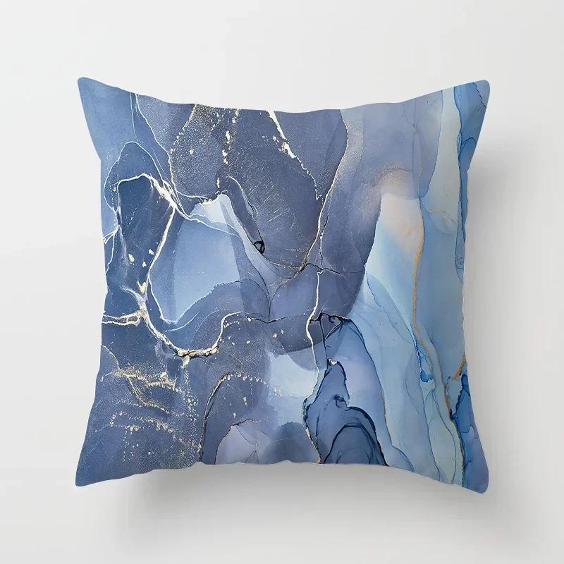 45*45 Marble Ocean Sea Pattern Polyester Throw Pillow Living Room Cushion Cover Home Decoration Sofa Decorative Pillowcase