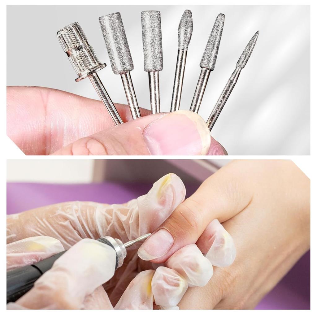 12Pcs Nail Drill Bits Set,Professional Nail Art Tools Set for Acrylic Art,with 6 Pcs Sanding Bands for Manicure & Pedicure Crystal Nail Files,Perfect
