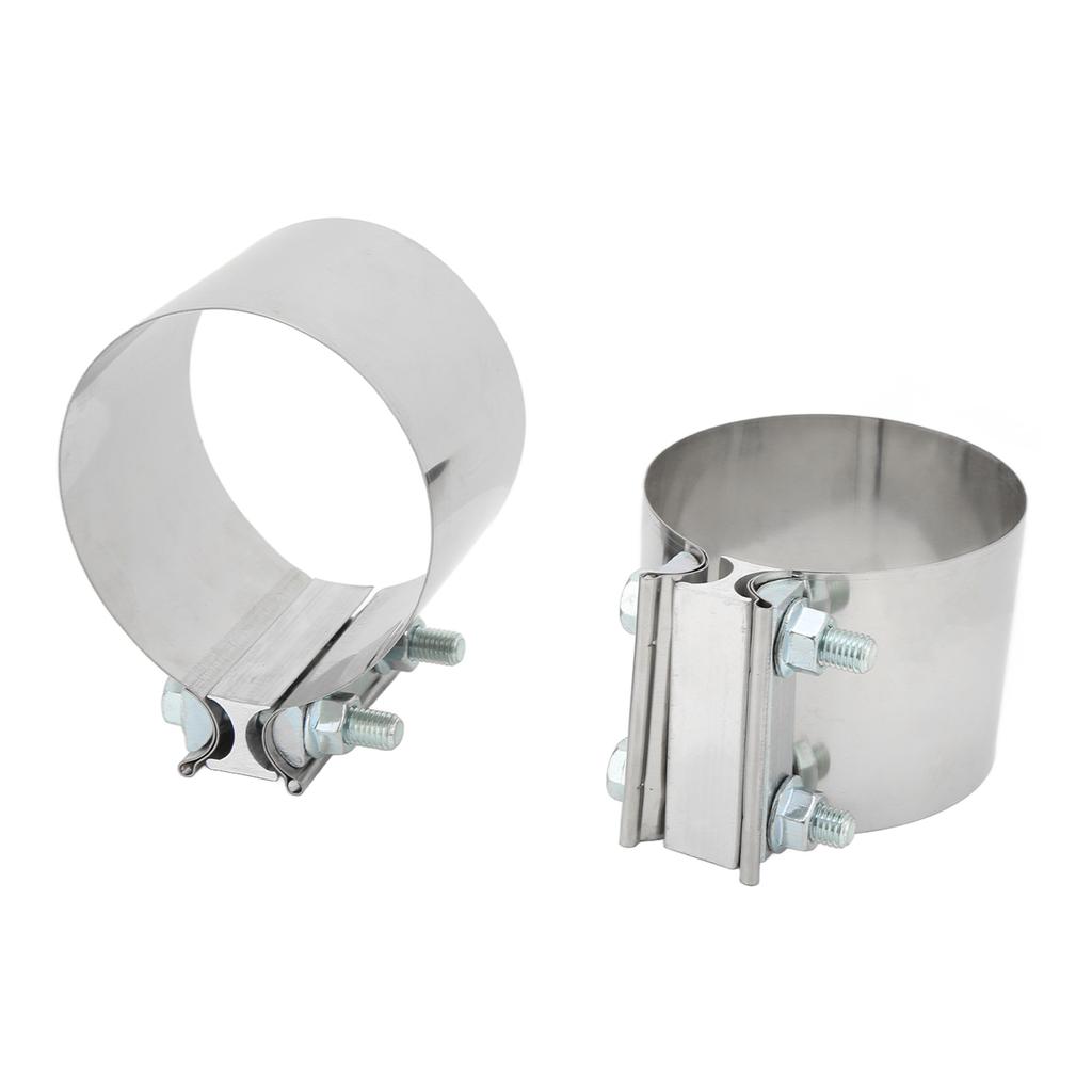 2 Stück Stoßverbindungs-Auspuffhülsenklemmen Edelstahl Schalldämpfer-Bandschellen mit Schrauben für 4-Zoll-Rohr