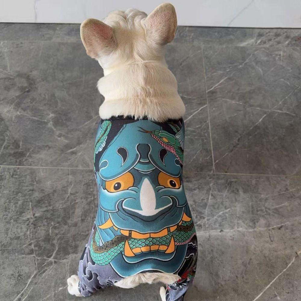 Gilet Tatoué Créatif Quatre Saisons Chien Chat Gilet Respirant Réaliste pour Animaux de Compagnie Vêtements Amusants Cool pour Chiots Bouledogue Français Carlin Corgi