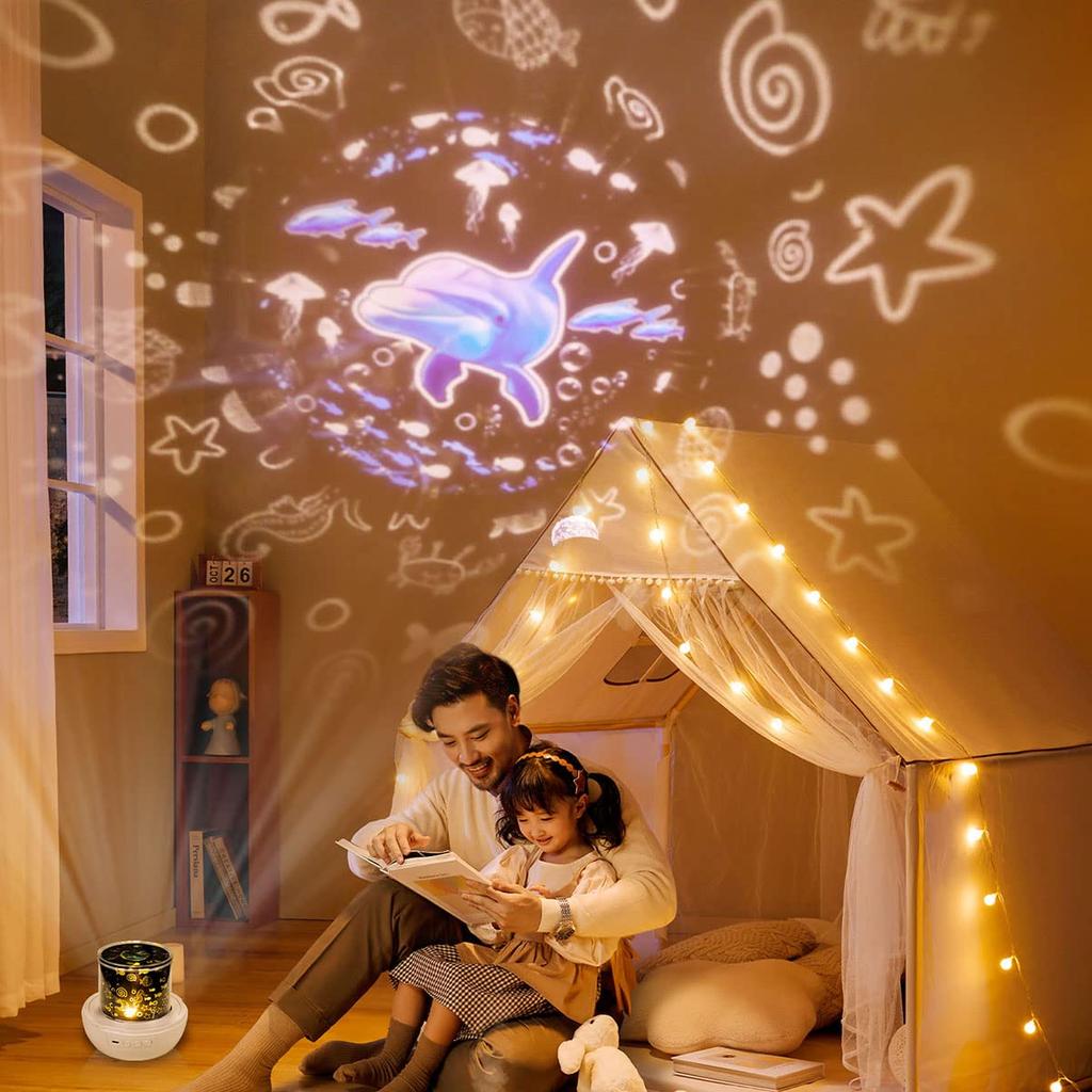Planetarium with 15 Projection Films for Home Use, Popular and Authentic Designs, Jellyfish, Dolphin, Mermaid, Whale, Unicorn, Dinosaur, Kids' Night