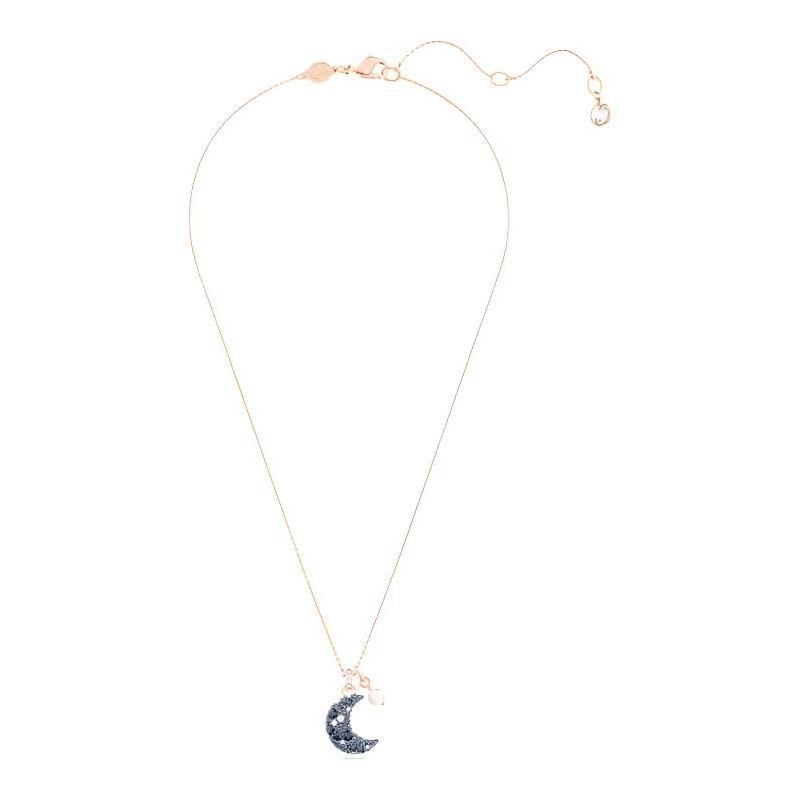 Swarovski Sublima Luna moon-shaped decoration imitation crystal, imitation pearl necklace women's blue 5671585