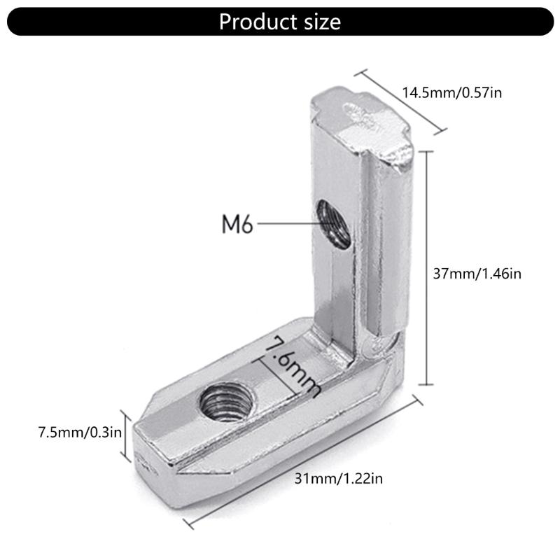 10Pieces Sturdy Stainless Steel L Shaped Brackets for 8mm Slot Aluminum Frame Right Angles Connection Daily Use