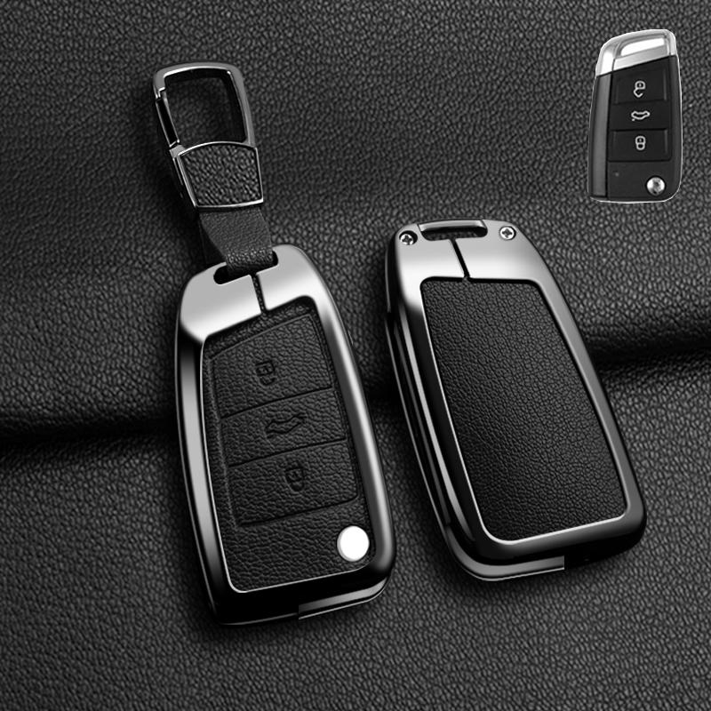 Zinc Alloy Leather Car Key Case For Volkswagen Tiguan Golf 7 Mk7 Mk2 For Seat Ateca Leon Fr 2 Ibizas Koda Octavia Kodiaq