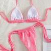 1011 New Bikini Sexy Three-point Swimsuit with Diamond Split Bikini Glitter Swimsuit Women