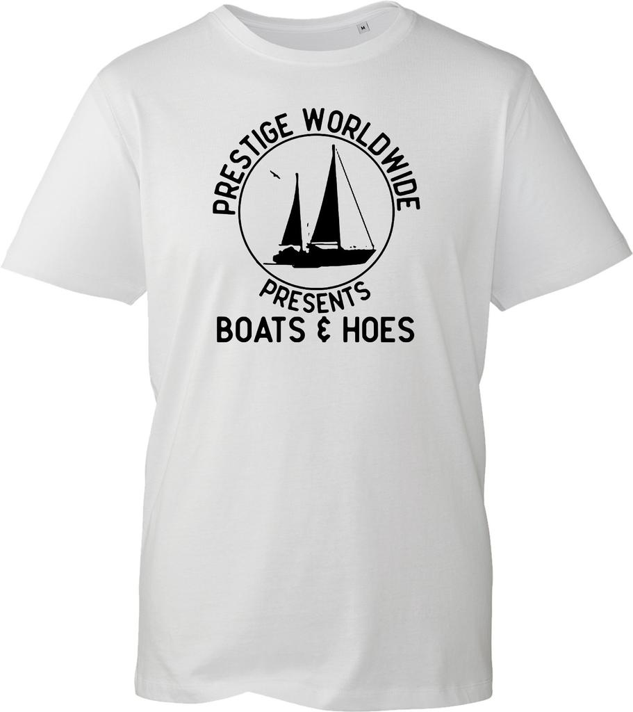 Prestige Worldwide T-Shirt Mens Black Cotton Boats & Hoes Funny Movie Quote Top