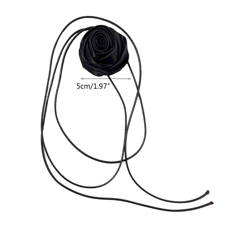 Simple Rose Flower Neckband Choker Necklace Jewelry Women Clavicle Chain Necklace Temperament Long Lace up Neck Chain