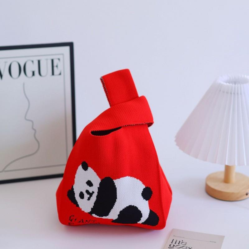 Gestrickte Handtasche im chinesischen Stil mit Riesenpanda – süße, gewebte Souvenir-Geschenktasche