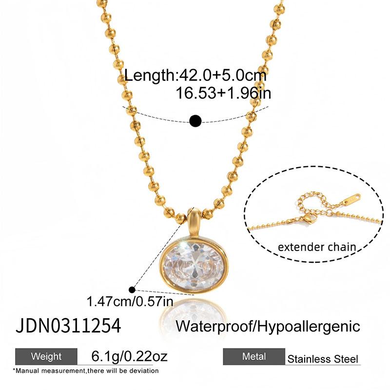 

Oval Horse Eye Shape Zircon Pendant Necklace For Women Gold Plated Stainless Steel Necklace Fashion Jewelry Gift A2