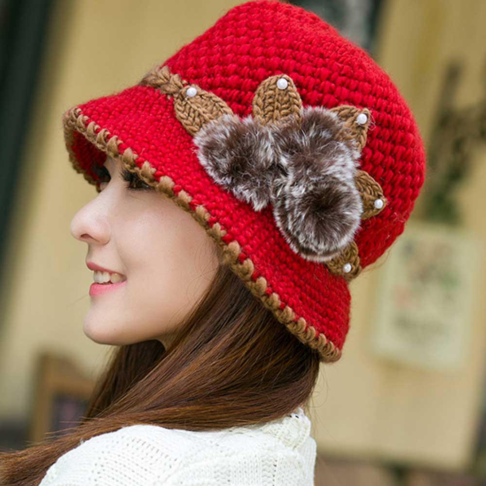 Moda donne signora inverno caldo uncinetto maglia fiori decorato cappello  di orecchie acquista in modo economico — spedizione gratuita, recensioni  reali con foto — Joom