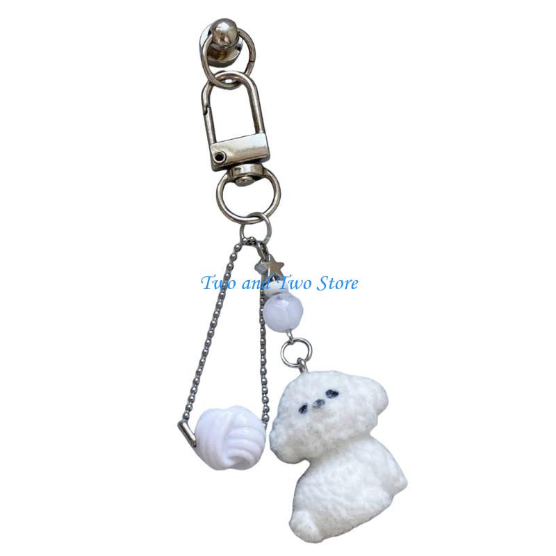 HX6F Delightful Dog Phone Charm Alloy Dog Accessory Dog Pendant Holder for Key