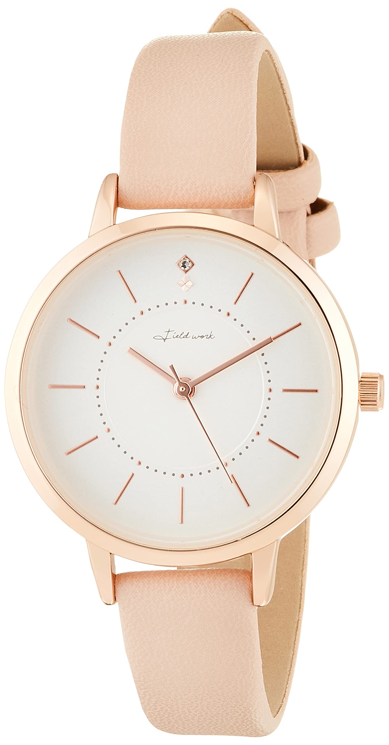

[Fieldwork] Watch Analog Simple Pink Gold Leather Strap JN001-2 Women s Pink