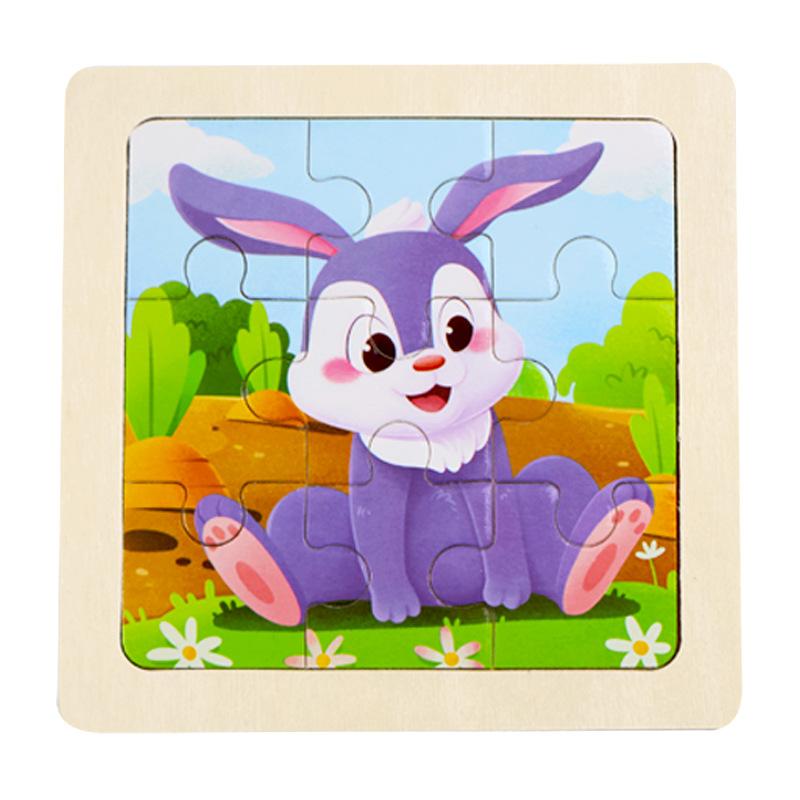 Small Children's 9-piece Wooden Plane Puzzle Cartoon Animation Puzzle Baby Educational Early Education Toy