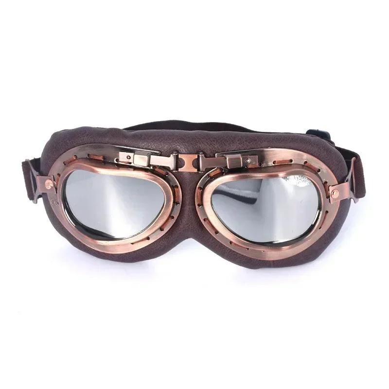 Ochelari de protecție retro pentru motocicletă Ochelari de protecție vintage pentru moto clasică pentru cască de cupru Harley Pilot Steampunk ATV