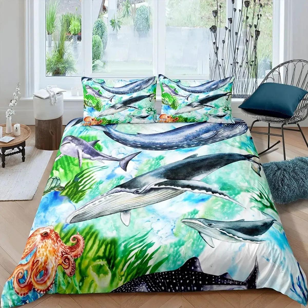 

Whale Koi Soft Duvet Cover Set Ful Quen Sized Dimensions,Sunset Great Sea Wave Beding Set,Animal Ocean Lpluscape Japanese Art Warm Comforter Cover 120*200cm Single