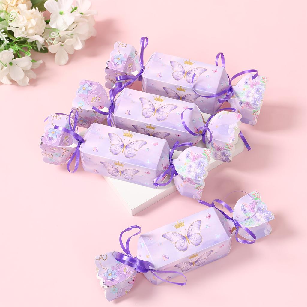 6pcs Butterfly Candy Box with Ribbon Gift Packing Box Butterfly Birthday Party Decoration Kid Baby Shower Wedding Party Supplies