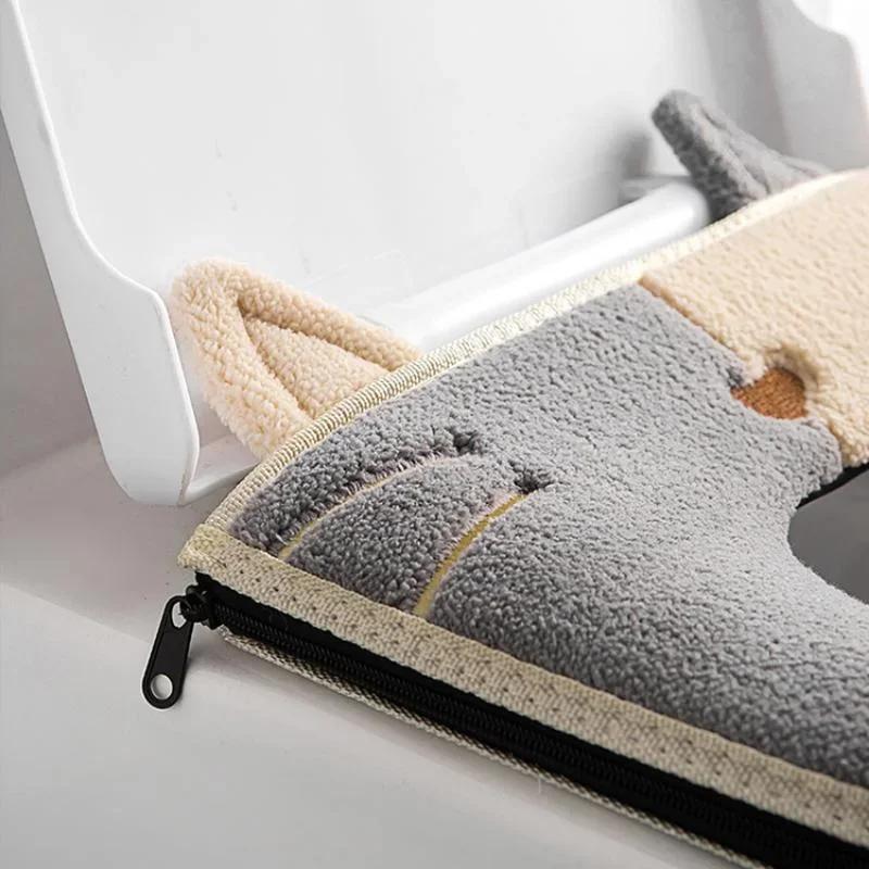 Toilet Seat Cover Universal Closestool Mat with Handle Double Color Cute Cat-shape Pad Toilet Seat Cover Bathroom Accessories