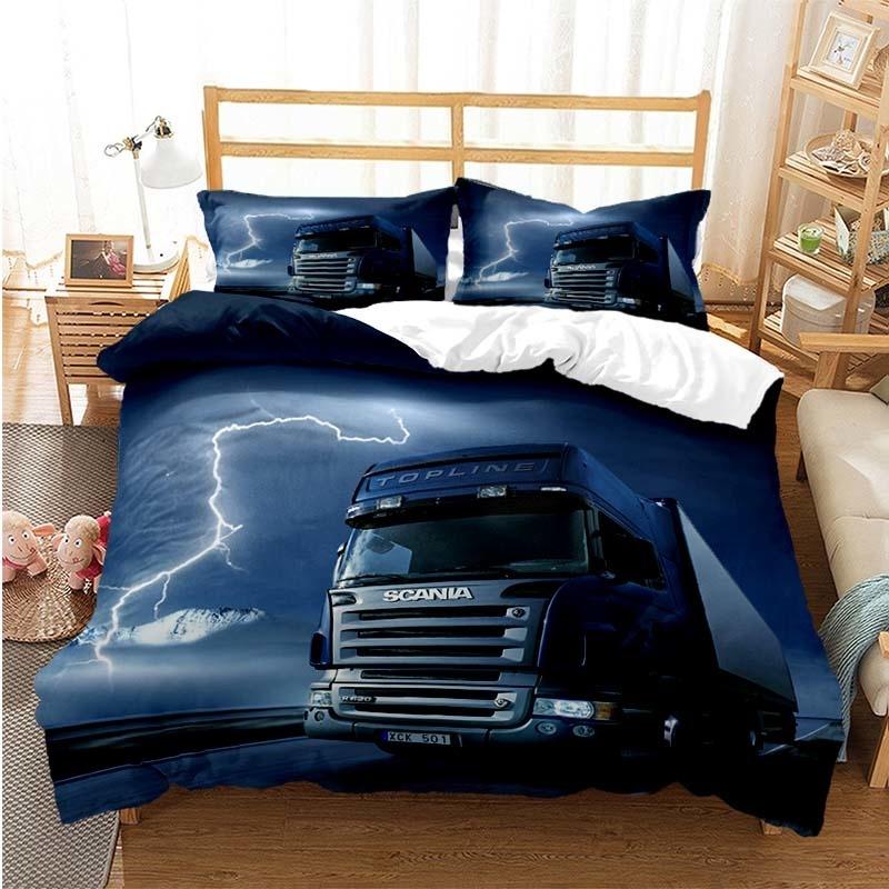 Scania Truck Duvet Cover Set 3D Print Soft Comforter Cover Microfiber Bedding Set Trendy Truck Quilt Cover For Room Decor 2/3Pcs