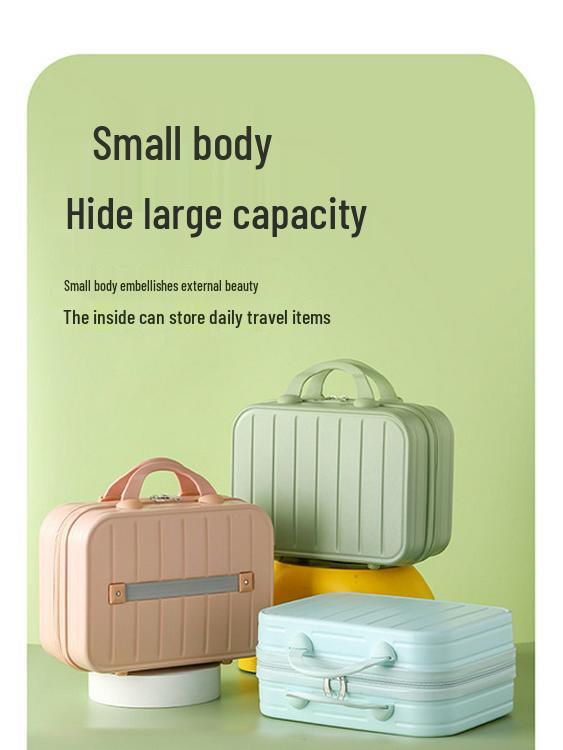 14-Inch Women's Portable Makeup and Toiletries Storage Box with Suitcase Hook