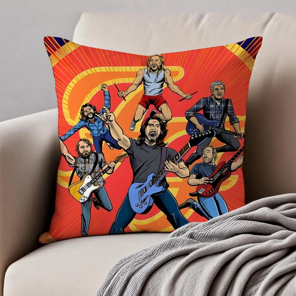 Classic Rock American Band FFoo FFighters Cushion Cover Pillowcase Antidustmite Invisible Zipper Short Plush Sofa Cushion